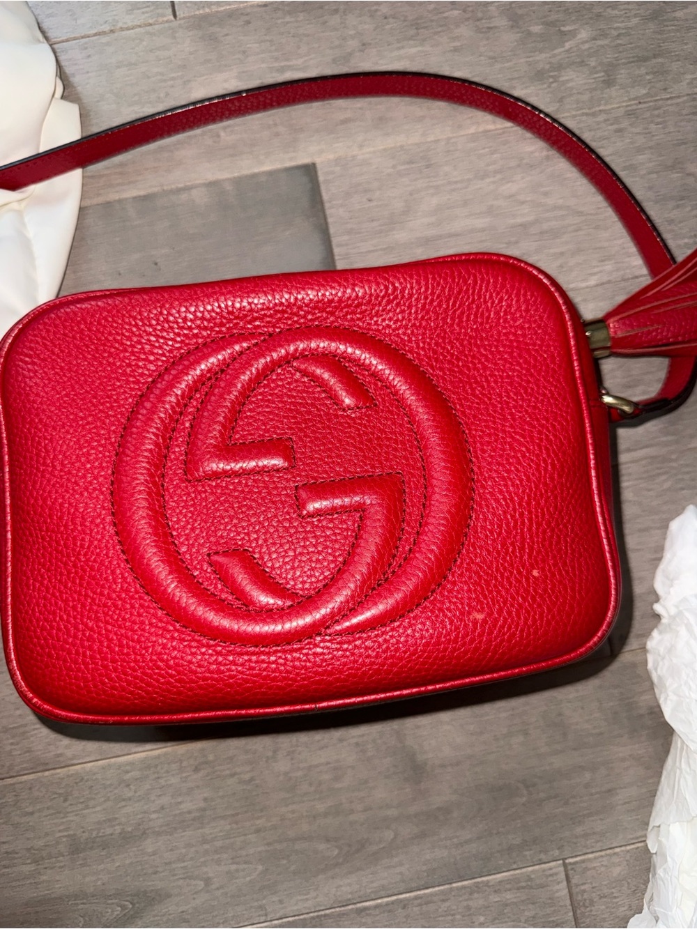 Gucci Soho Disco Leather Crossbody Bag Red - Picture 2 of 13